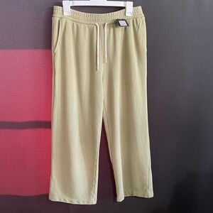 Free Assembly Wide Leg Sweatpants Women Size M Sage Green Good French Terry
